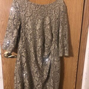 Elegant Sequin Lace Dress - Gold